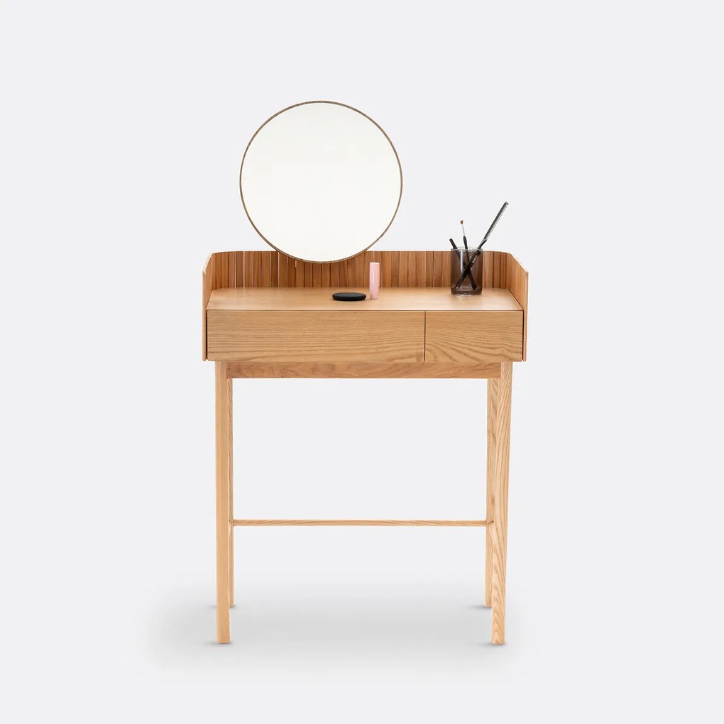 Kaptafel met 2 laden, essen en essenfineer, Latti