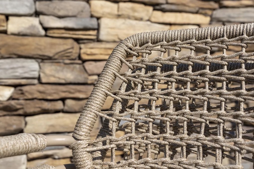 Taste by 4 Seasons Barista tuinset latte met Prado teak tafel met rond blad Ø 160 cm Tuinset beige weerbestendig