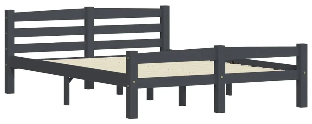 vidaXL Bedframe met 4 lades massief grenenhout donkergrijs 140x200 cm