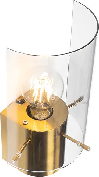 Vintage wandlamp messing met smoke glas - Vidra