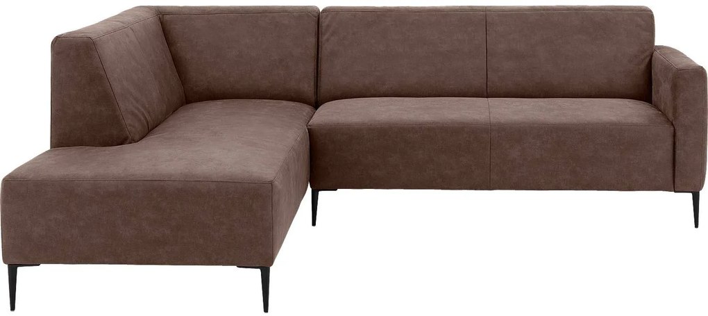 Goossens  Key West bruin, micro leer, 2,5-zits, modern design met ligelement links