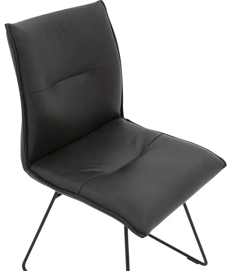 Goossens Excellent Eetkamerstoel Nica grijs leer leuning en Sledevoet,, modern design