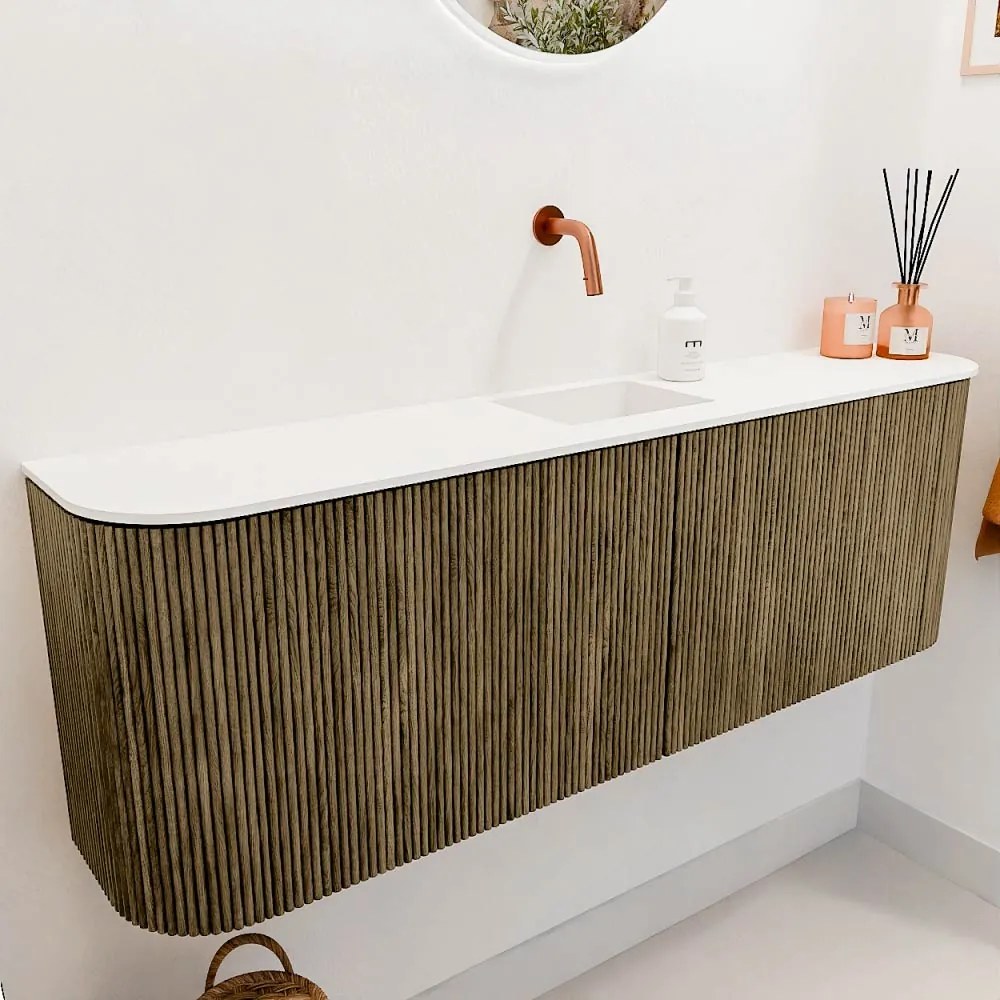 Mondiaz Joya 125cm toiletmeubel ronding links/rechts dusk met wastafel faye midden zonder kraangat talc