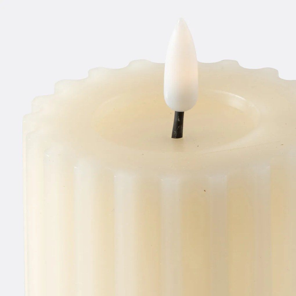 Gestreepte wax LED kaars H14,8 cm, Caspar