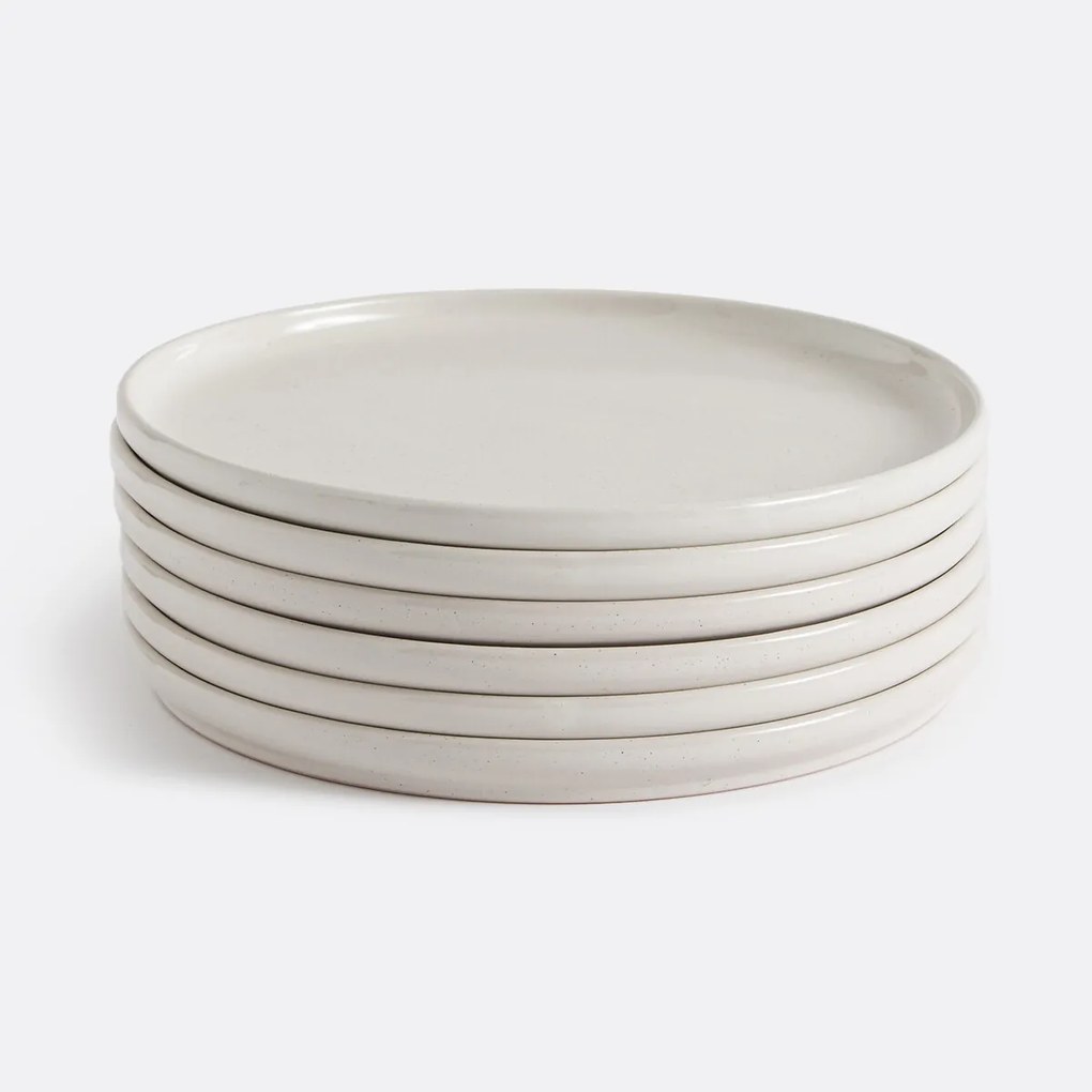Set van 6 gespikkelde platte borden van steengoed Tecka
