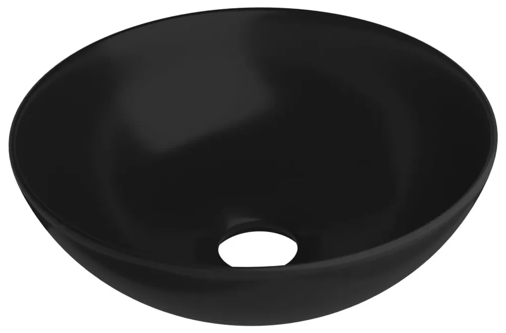 vidaXL Wastafel rond keramiek matzwart