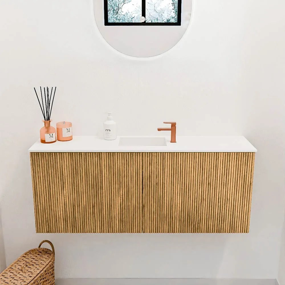 Mondiaz Joya 100cm toiletmeubel oak met wastafel faye midden 1 kraangat talc