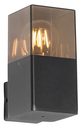 Moderne buiten wandlamp zwart IP44 met smoke glas - Denmark