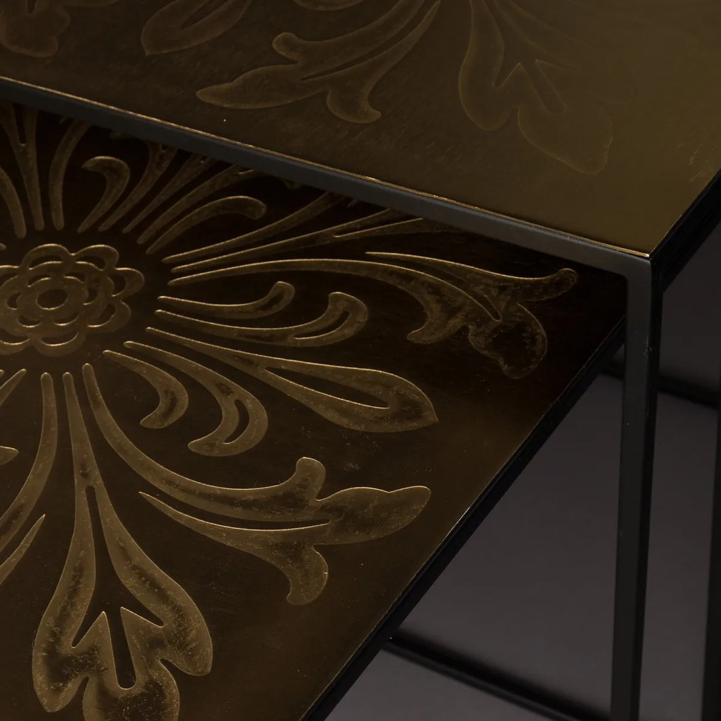 Dutchbone Saffra Vierkante Messing Nesttafels