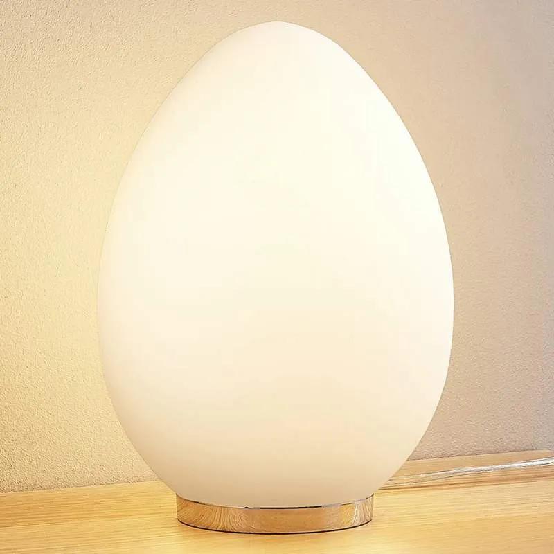 Opalen glazen tafellamp Oulo in eivorm, wit