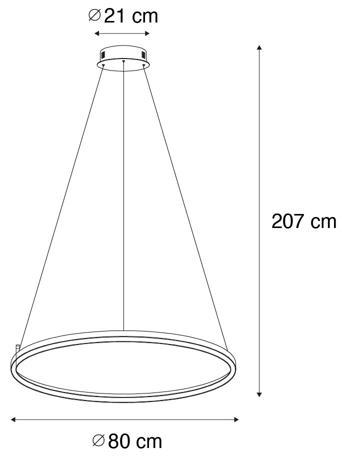 Hanglamp zwart 80 cm incl. LED 3-staps dimbaar - Girello Design rond Binnenverlichting Lamp