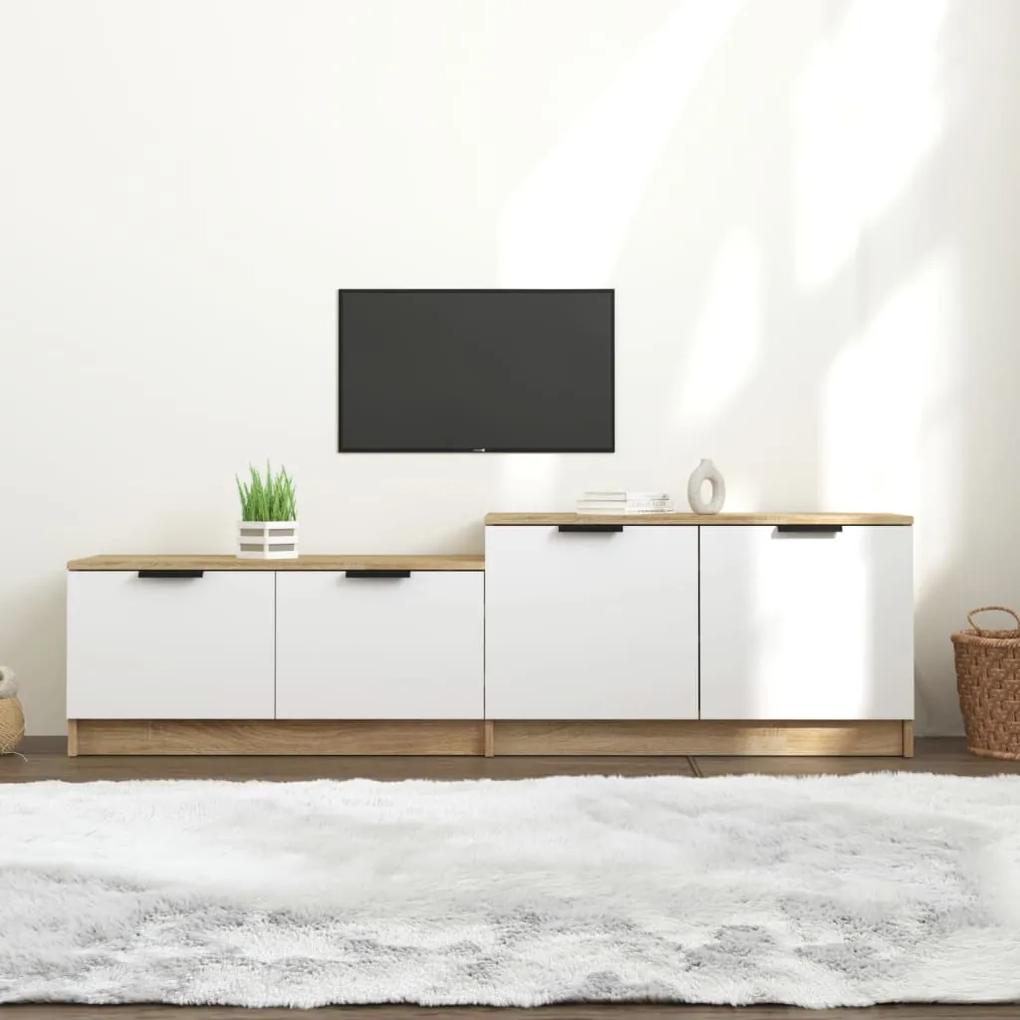 vidaXL Tv-meubel 158,5x36x45 cm bewerkt hout wit en sonoma eikenkleur