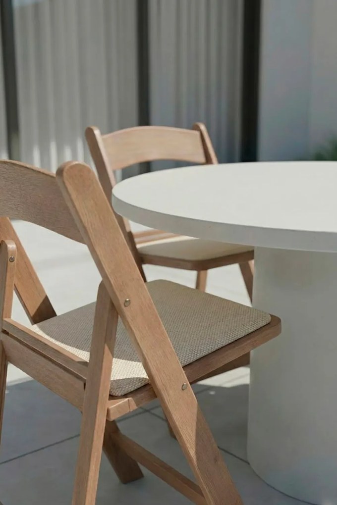 Pak 4 opvouwbare Gala stoelen met kussen met houteffect