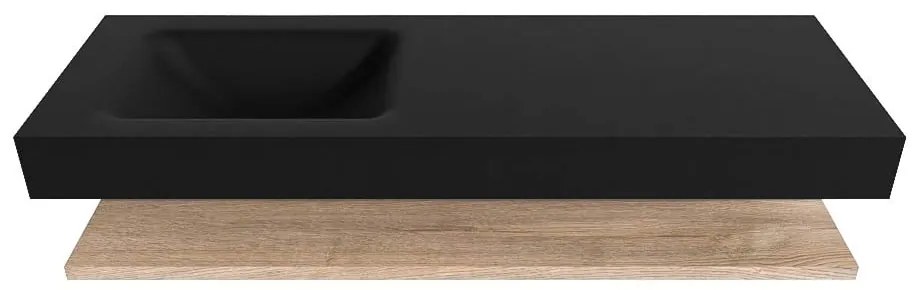 Zaro Alan badmeubel 140cm met planchet washed oak en vrijhangende wastafel cloud links zonder kraangat urban