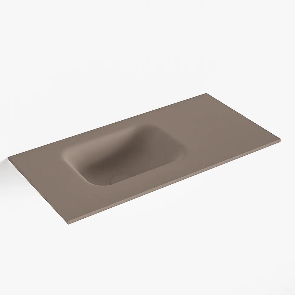 MONDIAZ LEX Smoke solid surface inleg wastafel voor toiletmeubel 60cm. Positie wasbak links