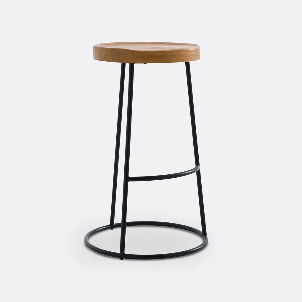 Barkruk in iepenhout H66 cm, Iska