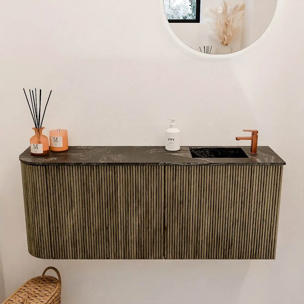 Mondiaz Joya DLux 100cm toiletmeubel ronding links dusk met wastafel faye rechts 1 kraangat lava