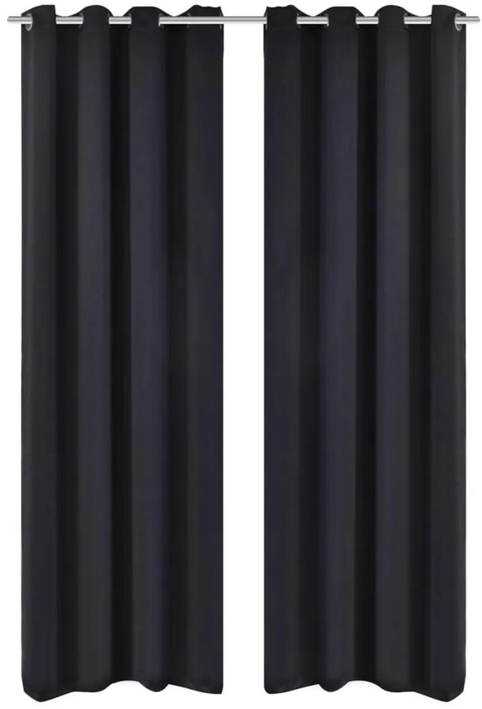 vidaXL Gordijnen met metalen ringen verduisterend 135x175 cm zwart 2 st