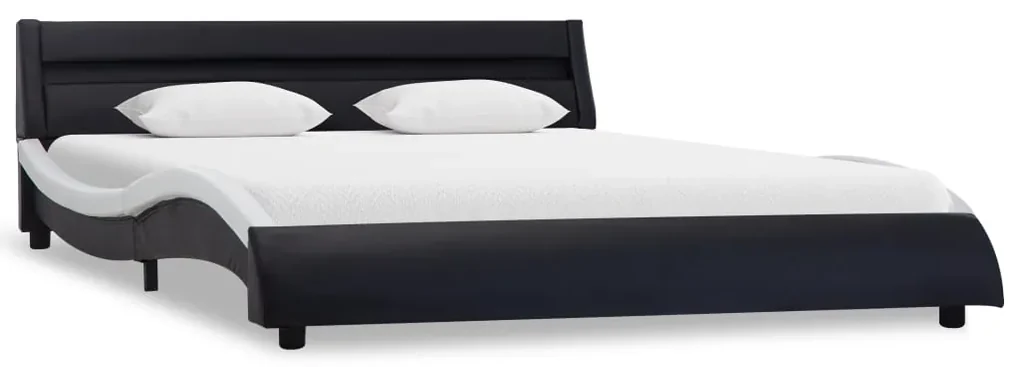 vidaXL Bedframe met LED kunstleer zwart en wit 180x200 cm