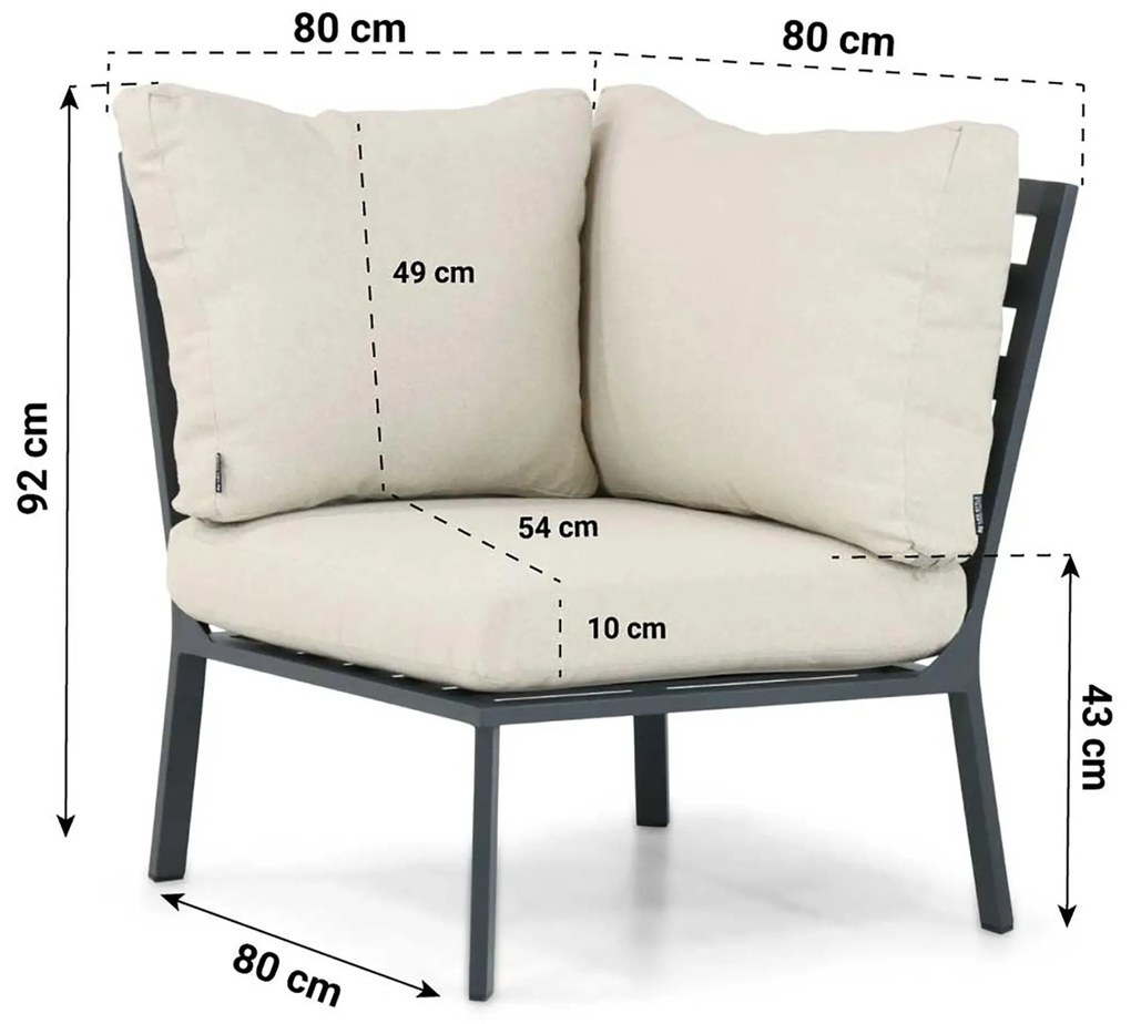 Hoek loungeset 6 personen Aluminium/Polywood (grey teakfinish) Grijs Lifestyle Garden Furniture Santiago