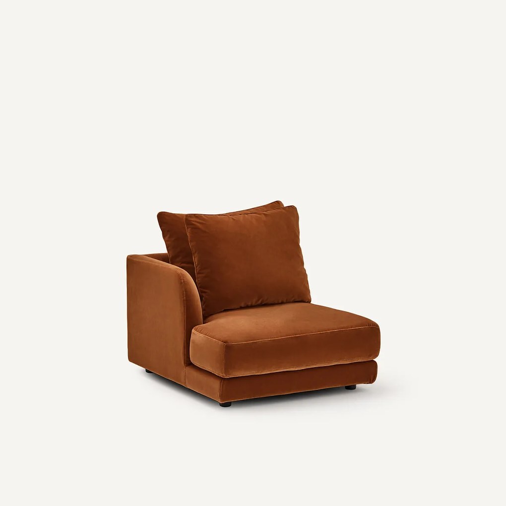 Halve bank links, modulair, van fluweel, TIBERIO