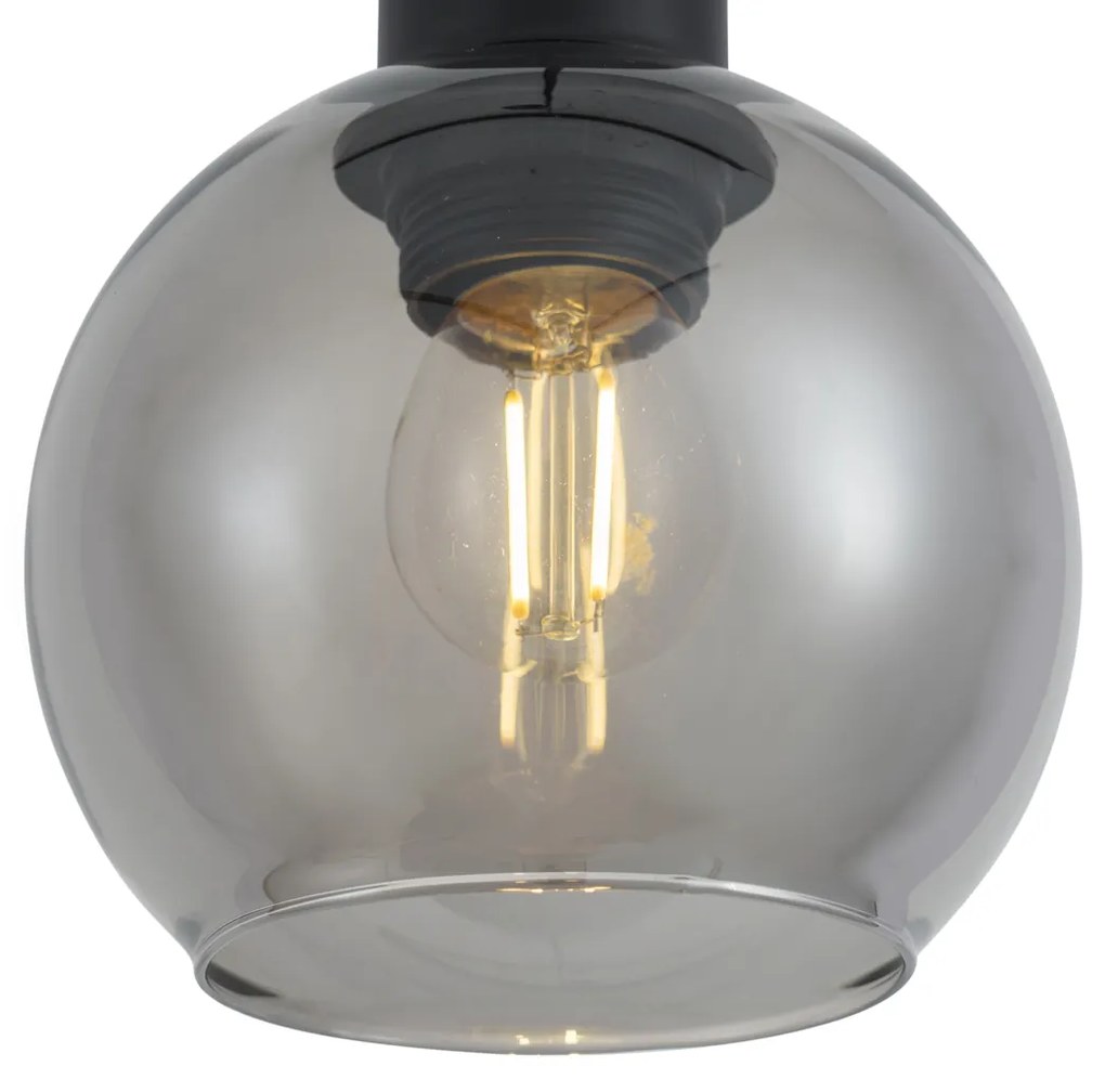 Moderne hanglamp zwart met smoke glas voor railsysteem 1-fase - Iconic Lava