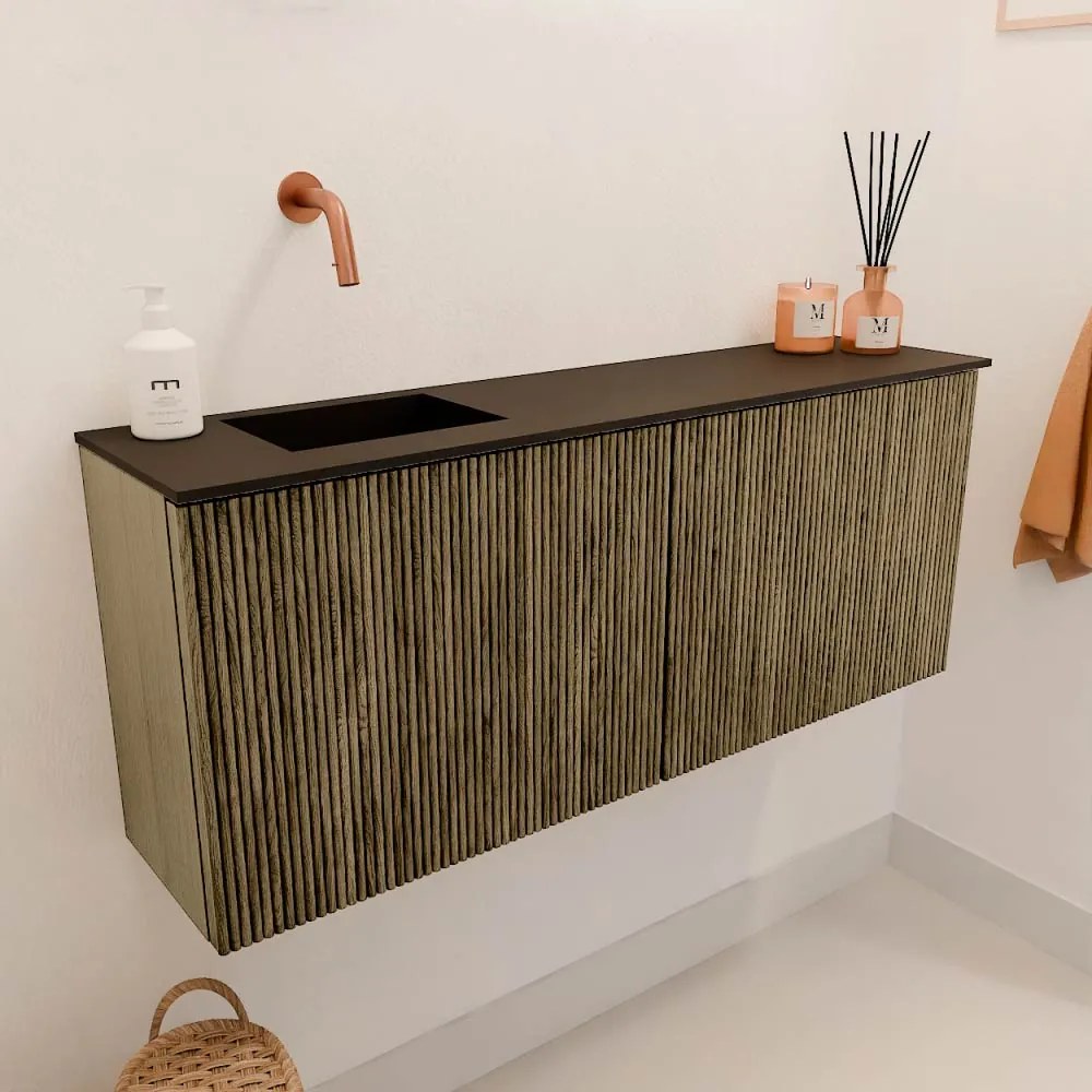 Mondiaz Joya 100cm toiletmeubel dusk met wastafel faye links zonder kraangat urban
