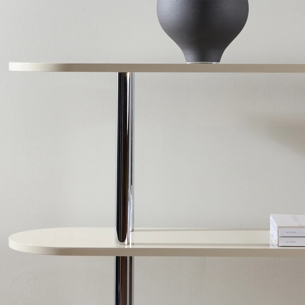 Retrokast Met Ronde En Zilvere Accenten - 120x30x116cm.