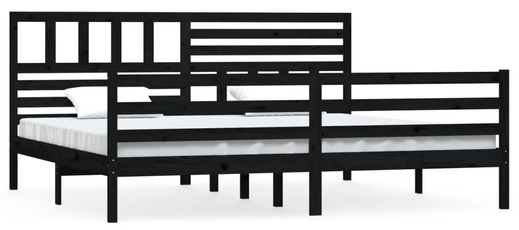 vidaXL Bedframe massief hout zwart 180x200 cm 6FT Super King