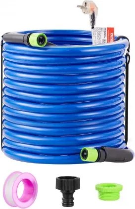 VEVOR 100 voet verwarmde waterslang voor camper, verwarmde drinkwaterslang met vorstbeveiliging tot -45 °F, automatisch zelfregulerend, binnendiameter van 5/8 inch met snelkoppelingsset, lood- en BPA-vrij