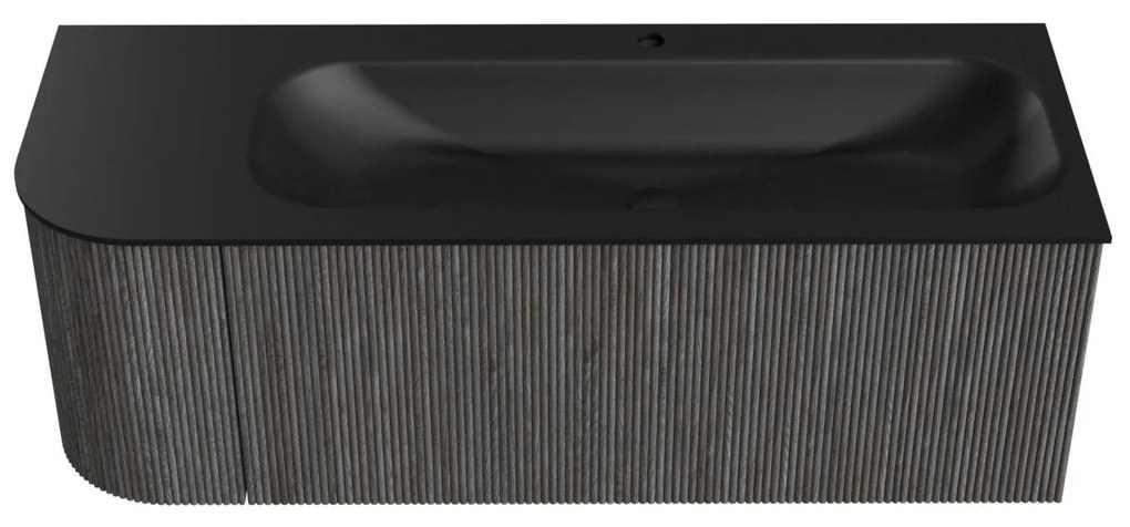 Mondiaz Kurve 125cm badmeubel ronding links shadow met 1 lade en deur en wastafel big medium kraangat rechts urban