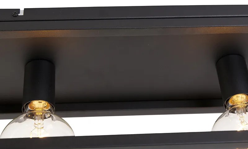 Industriële plafondlamp zwart 99,5 cm 4-lichts - Cage