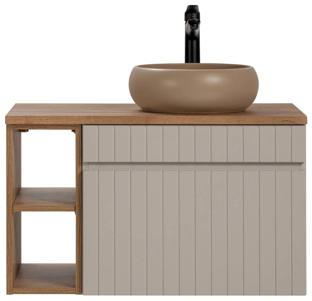 Comad Iconic Cashmere badkamermeubel 80cm met open kast en cappuccino waskom taupe