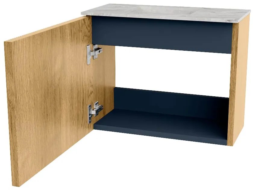 Mondiaz Joya DLux 50cm toiletmeubel oak met wastafel faye links 1 kraangat glace
