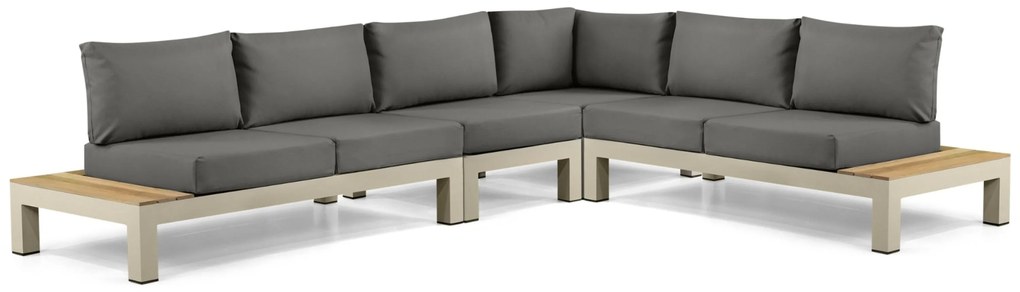 Loungeset 6 personen Aluminium/Teak Taupe Lifestyle Garden Furniture Vittoria