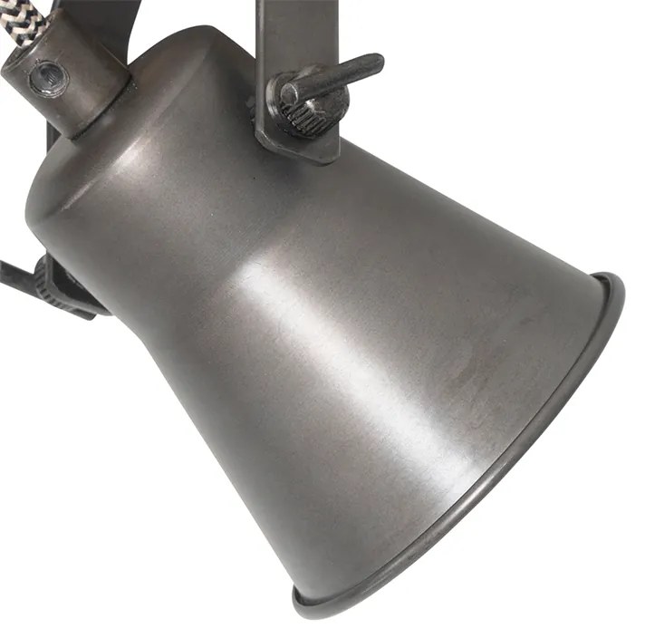 Landelijke spot zwart met hout 2-lichts verstelbaar - Jelle