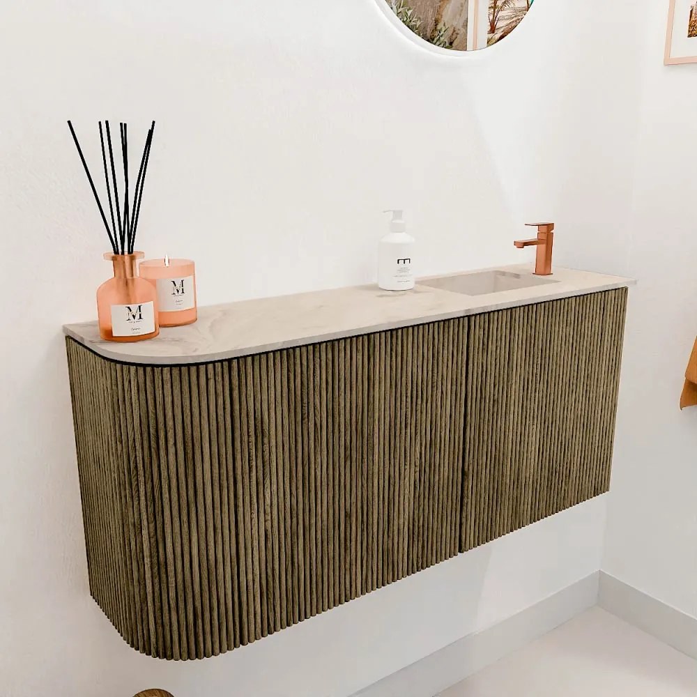 Mondiaz Joya DLux 90cm toiletmeubel ronding links dusk met wastafel faye rechts 1 kraangat frappe