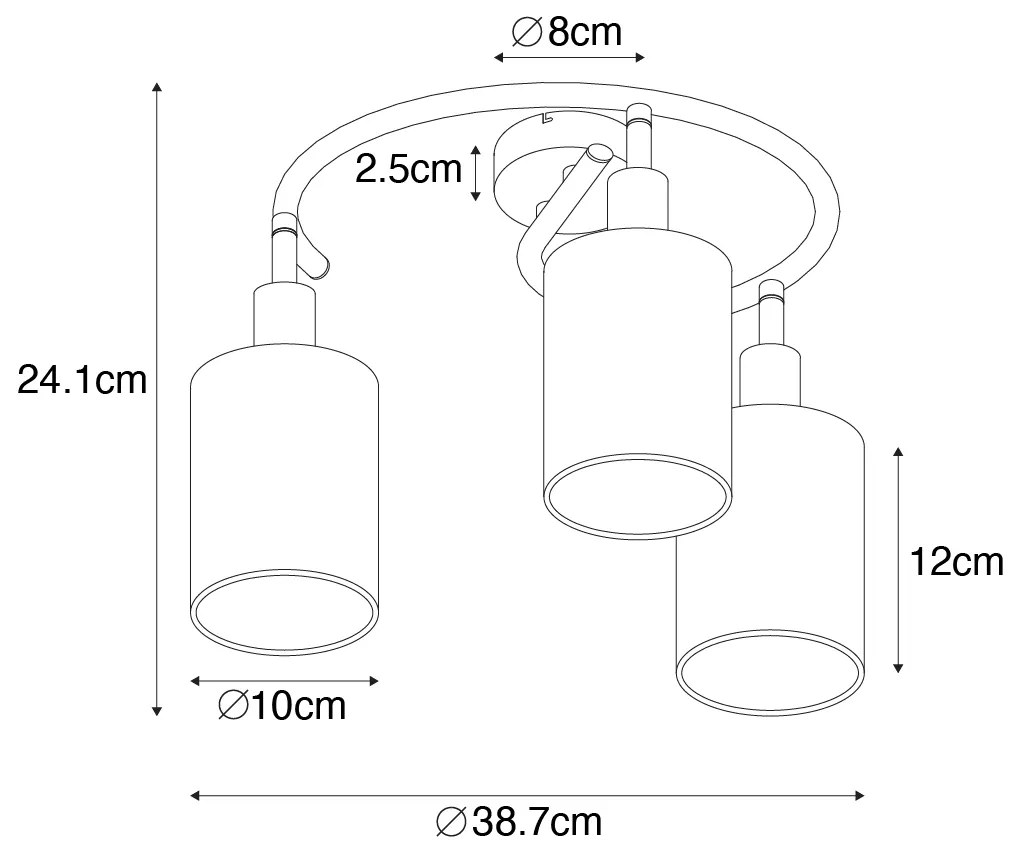 Moderne plafondlamp zwart en goud 3-lichts - Lofty Modern E14 cilinder / rond rond Binnenverlichting Lamp