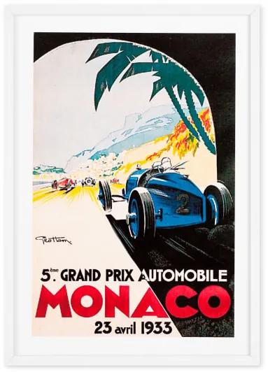 Monaco Vintage Travel Framed A1 Wall Art Print, meerkleurig