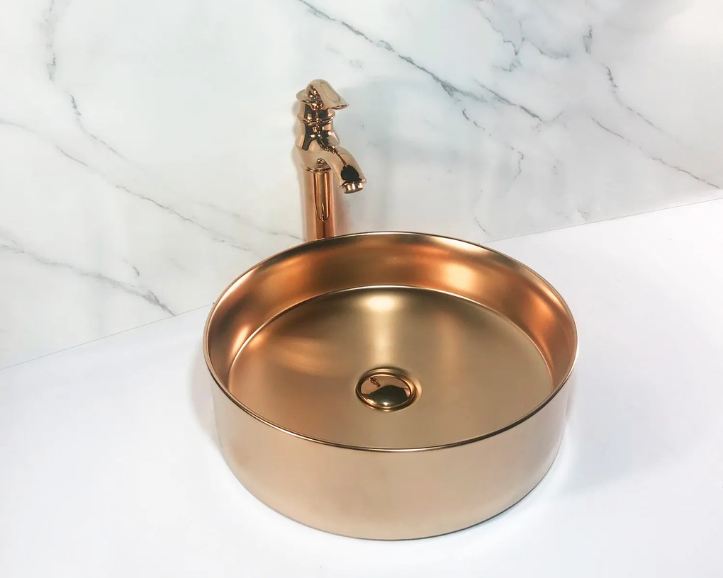 Saniclear Ruby waskom mat rose goud 35x12cm