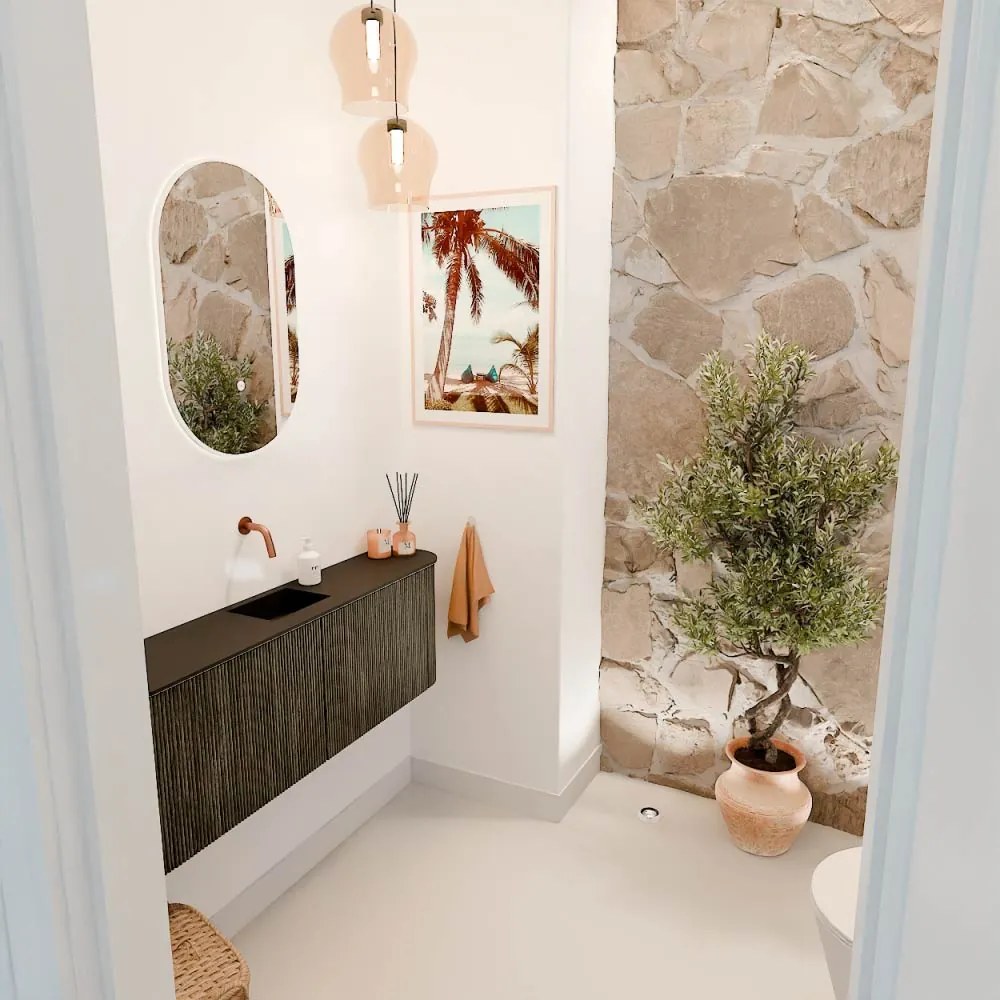 Mondiaz Joya 125cm toiletmeubel ronding links/rechts shadow met wastafel faye midden zonder kraangat urban