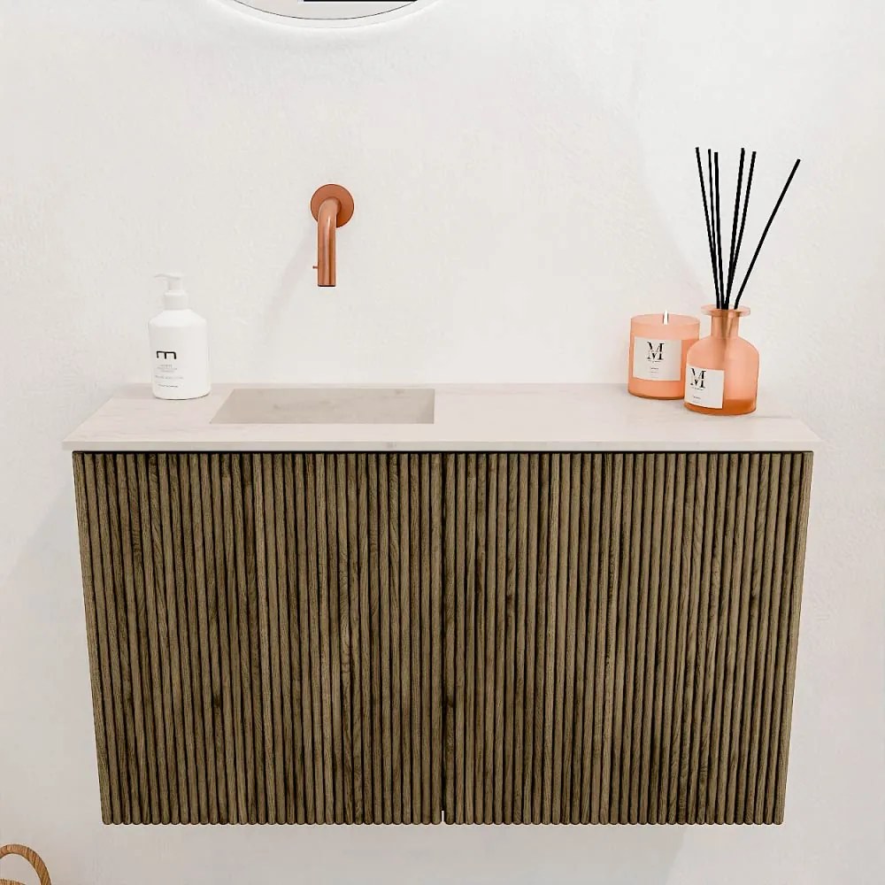 Mondiaz Joya DLux 70cm toiletmeubel dusk met wastafel faye links zonder kraangat meli