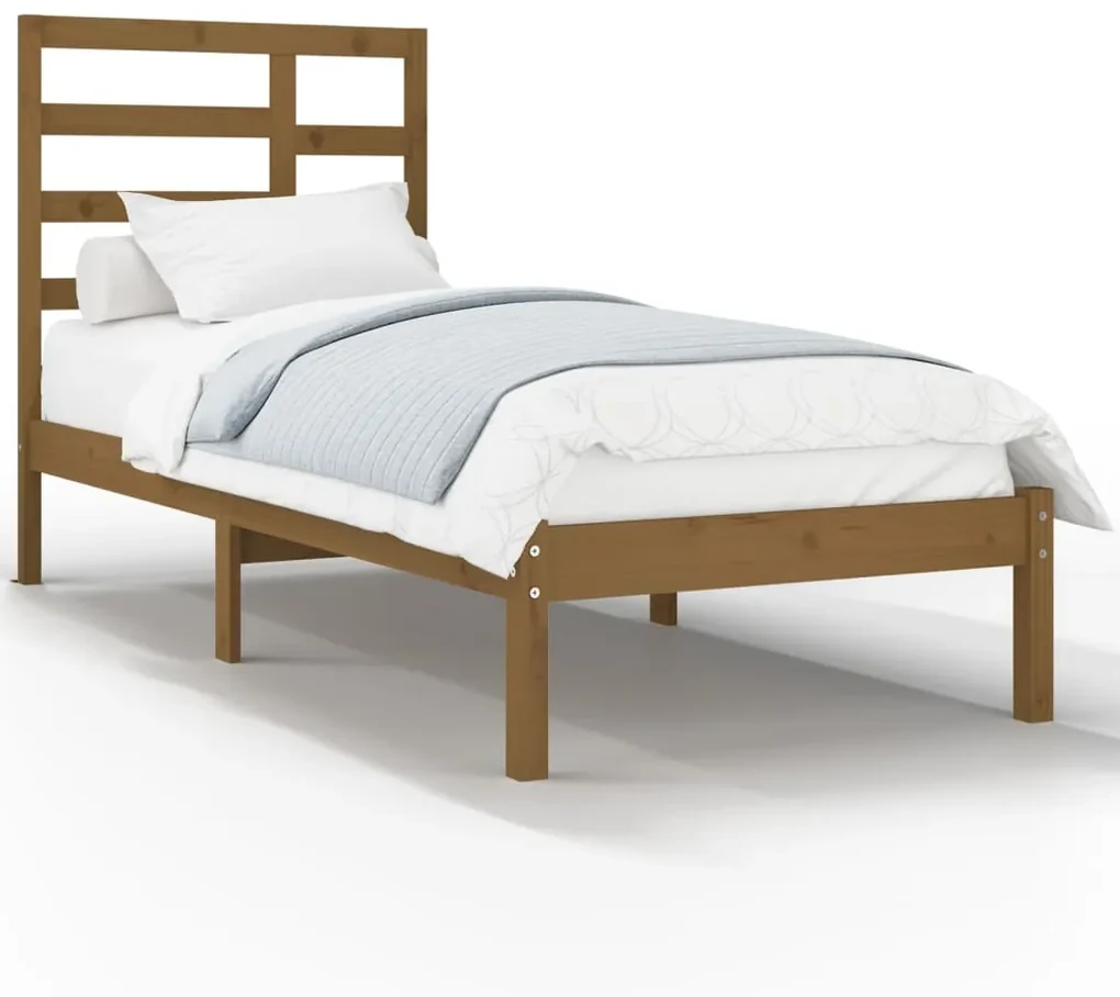 vidaXL Bedframe massief hout honingbruin 90x190 cm 3FT Single