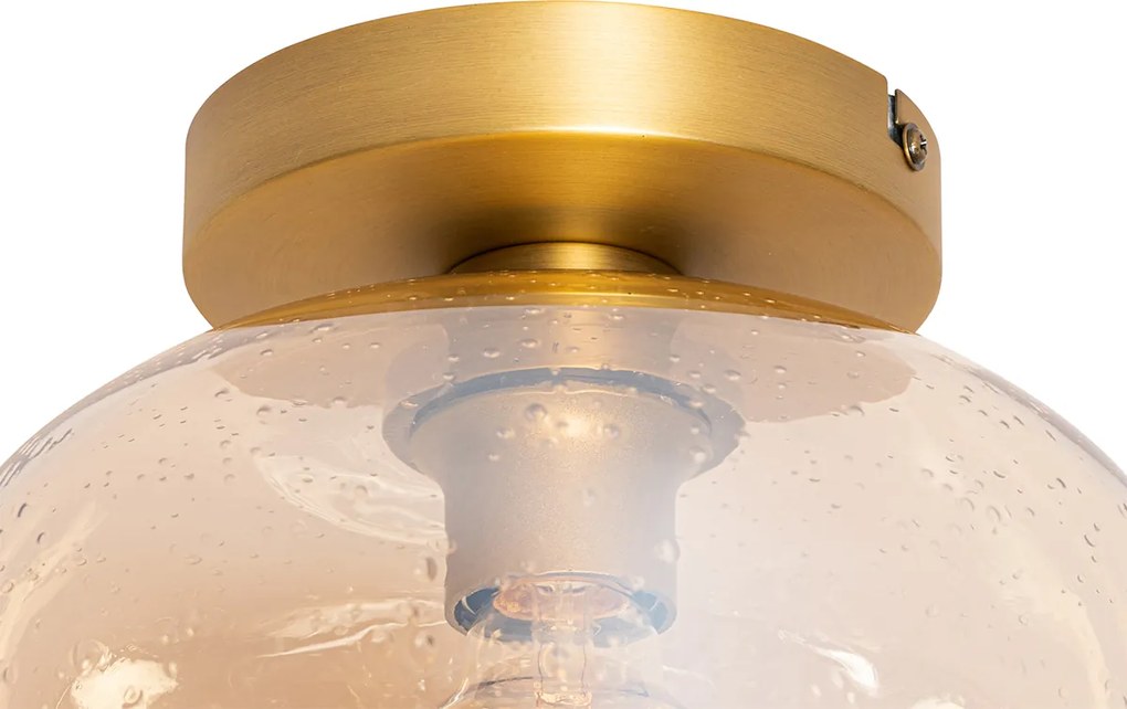 Smart plafondlamp messing en amber glas incl. Wifi G95 - Zuzanna