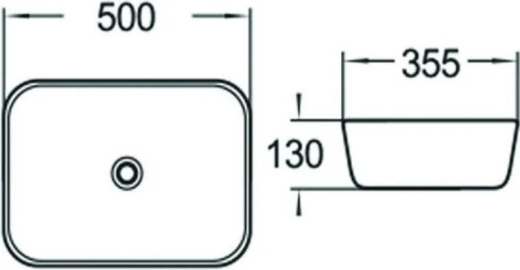Mexen Luna opbouwwastafel 50 x 35 cm, wit - 21635000