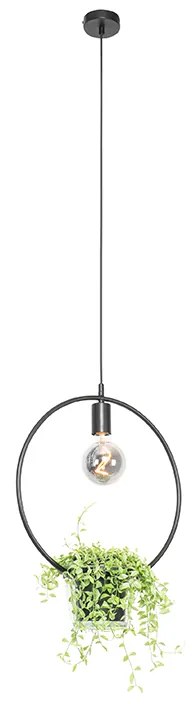 Moderne hanglamp zwart met glas rond - Roslini Modern E27 Binnenverlichting Lamp