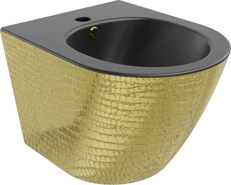 Mexen Lena hangend bidet, zwart mat/gouden schubben patroon - 35224878