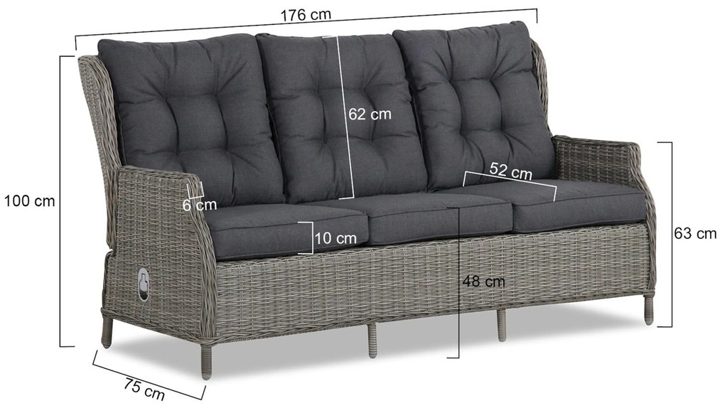 Dining Loungeset 7 personen Wicker Grijs Garden Collections New Castle