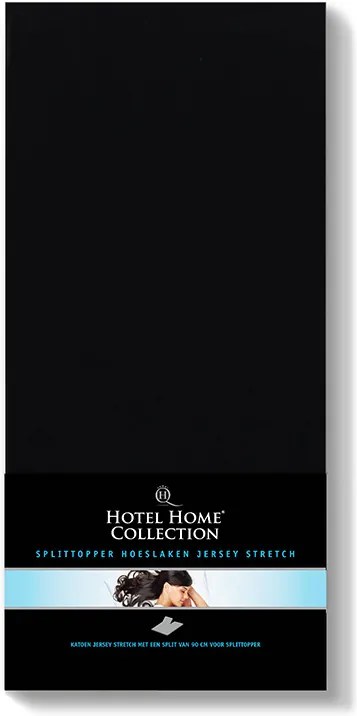 Hotel Home Jersey Splittopper Hoeslaken - Basic Zwart 140 x 200/210/220