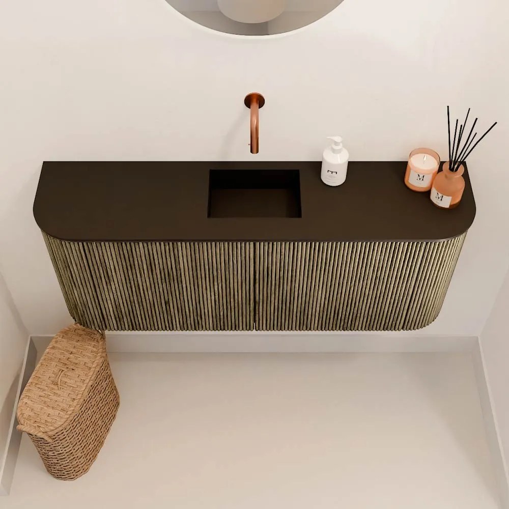 Mondiaz Joya 105cm toiletmeubel ronding links/rechts dusk met wastafel faye midden zonder kraangat urban